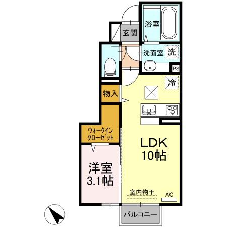 UNE BEAU PALAIS(1LDK/1階)の間取り写真