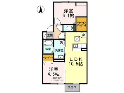 グリシナHAKUSAN(2LDK/1階)の間取り写真