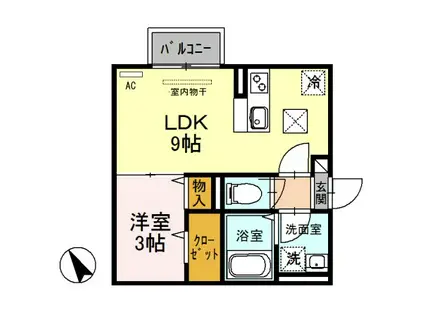 ARIETTA東貫(1LDK/1階)の間取り写真