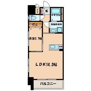 ERIOS COURT 中津口(1LDK/2階)の間取り写真