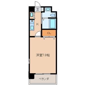 SANBOX大浦(1K/4階)の間取り写真