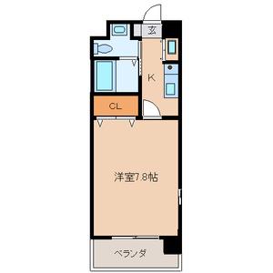 SANBOX大浦(1K/9階)の間取り写真