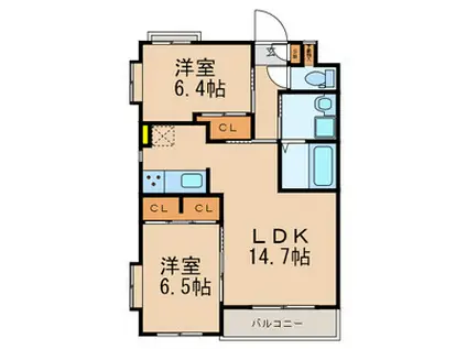 フォルツァ ドット ミユ(2LDK/5階)の間取り写真