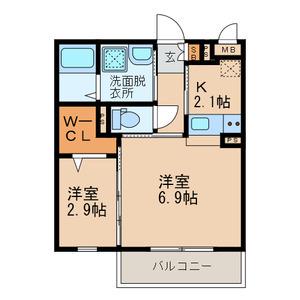 ERIOS COURT KⅡ(2K/3階)の間取り写真