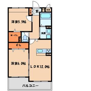 メゾンほおづき2(2LDK/3階)の間取り写真