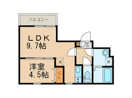 グラシアス三萩野(1LDK/3階)の間取り写真