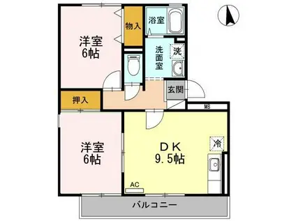 メルベーユ前田(2DK/3階)の間取り写真