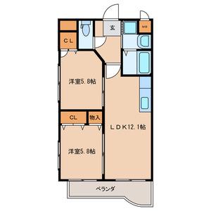 小芝ビル(2LDK/3階)の間取り写真