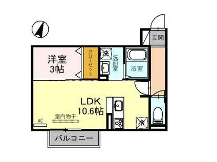 喜宝 ICHINOSE(1LDK/2階)の間取り写真