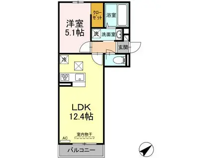 セジュール横代(1LDK/1階)の間取り写真
