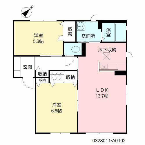 アムール半田A棟(2LDK/1階)の間取り写真