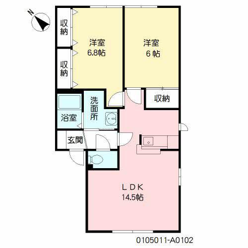 エティンセラー21A棟(2LDK/1階)の間取り写真