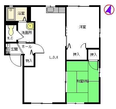 オー・ボアパティールB棟(2LDK/1階)の間取り写真