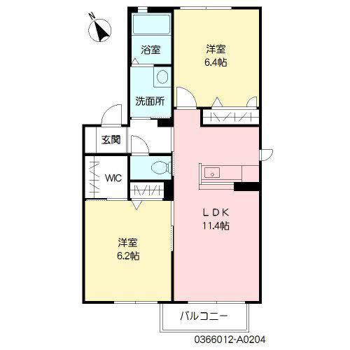 クラヴィエひびきの(2LDK/2階)の間取り写真