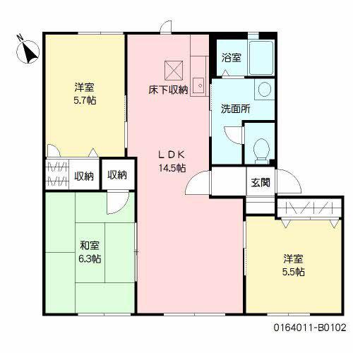 プラティーク・ヴィラB棟(3LDK/1階)の間取り写真