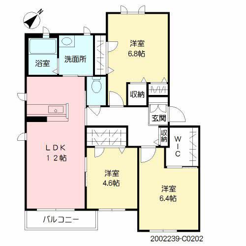 ヴィラウィステリア門司 C棟(3LDK/2階)の間取り写真