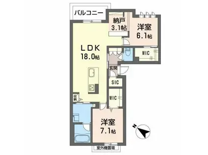 シャーメゾンミルナシオン引野(2SLDK/3階)の間取り写真