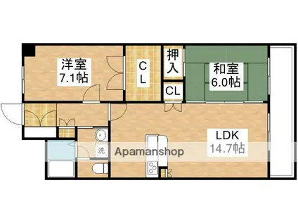 シャトレ大手町N棟(2LDK/5階)の間取り写真