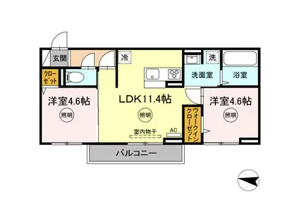 AURALEE足立(2LDK/3階)の間取り写真