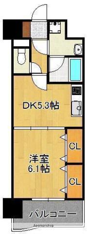 ニューシティアパートメンツ南小倉Ⅱ(1DK/3階)の間取り写真