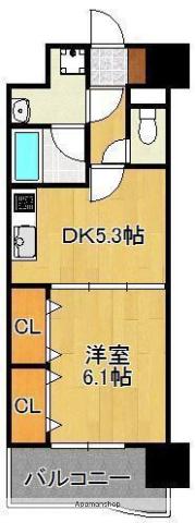 ニューシティアパートメンツ南小倉Ⅱ(1DK/4階)の間取り写真