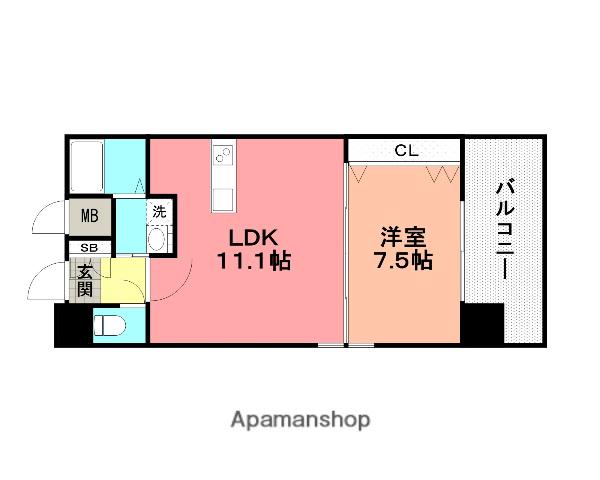 NO.65 CROSSING TOWER(1LDK/10階)の間取り写真