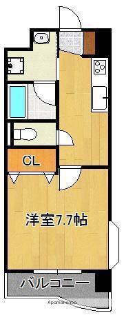 ニューシティアパートメンツ南小倉Ⅰ(1K/1階)の間取り写真