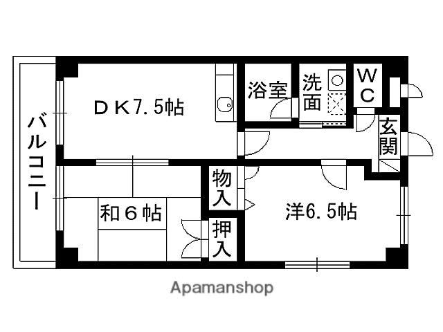 メゾンドプラムⅡ(2DK/2階)の間取り写真
