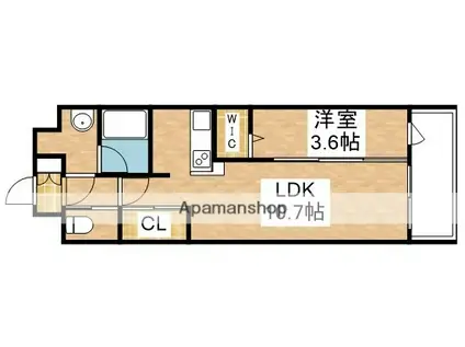オーヴィジョンQULAS小倉金田(1LDK/4階)の間取り写真