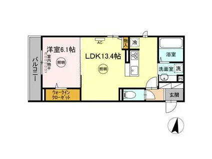 D-ROOM貴船(1LDK/2階)の間取り写真