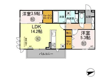 SHIZUKA 大里(2LDK/3階)の間取り写真