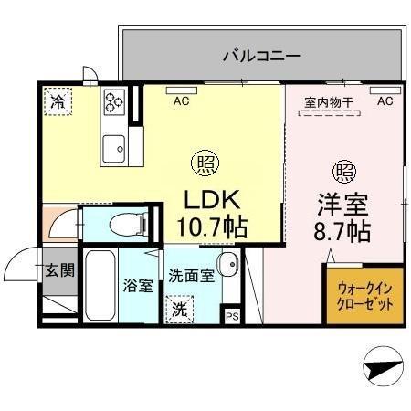 SHIZUKA 大里(1LDK/3階)の間取り写真