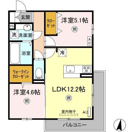 D-ROOM藤田 A棟(2LDK/2階)の間取り写真