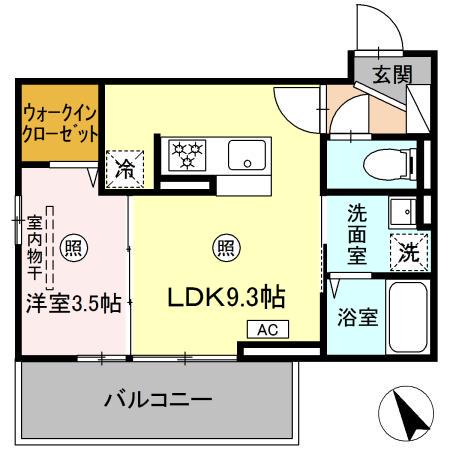 D-ROOM下富野(1LDK/2階)の間取り写真