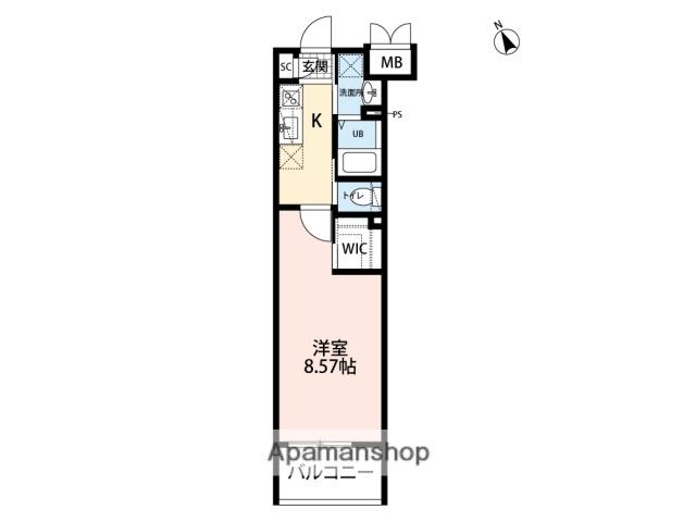 ウイングス三郎丸(1K/7階)の間取り写真