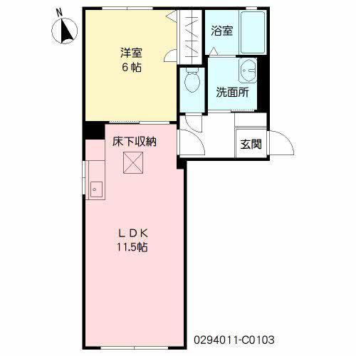 クラージュC棟(2K/1階)の間取り写真