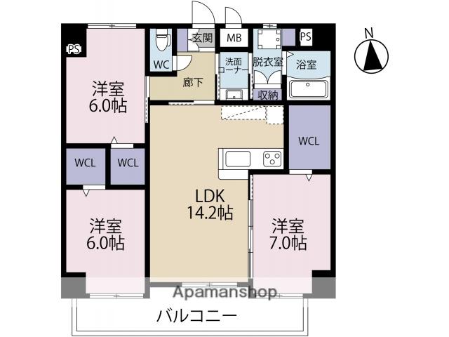 クレスト南小倉(3LDK/8階)の間取り写真