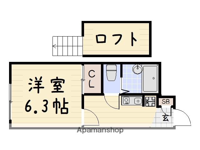 ハイツみらい(1K/2階)の間取り写真