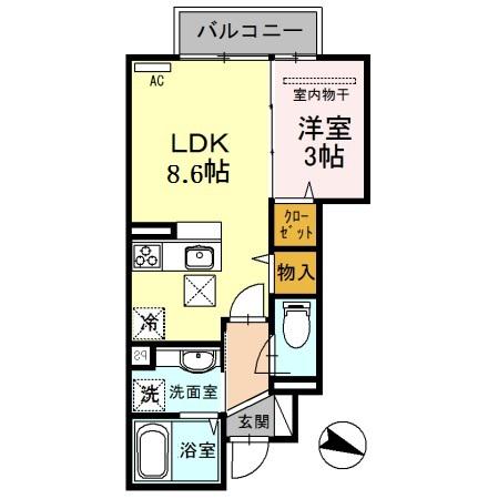メゾンド・グロウ23(1LDK/1階)の間取り写真