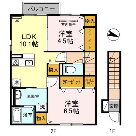 メゾンド・グロウ23(2LDK/2階)の間取り写真