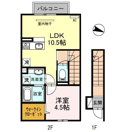 メゾンド・グロウ23(1LDK/2階)の間取り写真