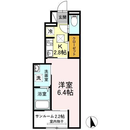 プレミール宇佐(1K/1階)の間取り写真