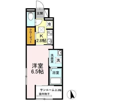 プレミール宇佐(1K/1階)の間取り写真