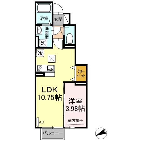 ジェントル篠崎(1LDK/1階)の間取り写真