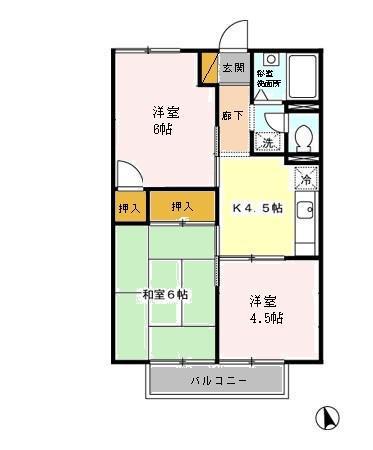 ハイツはるみつ(3K/2階)の間取り写真