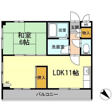 ドゥエル・杉野(1LDK/2階)の間取り写真