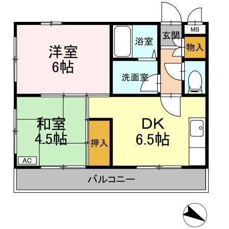 ドゥエル・杉野(2DK/2階)の間取り写真