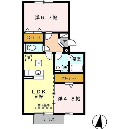 グレイス・イナミツⅡ(2LDK/1階)の間取り写真