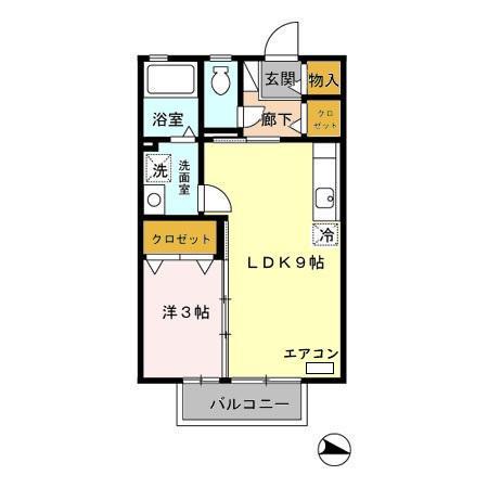 コンフォールS(1LDK/2階)の間取り写真