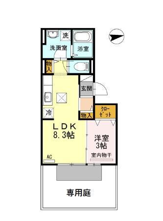 ソレールヴィラ(1LDK/1階)の間取り写真